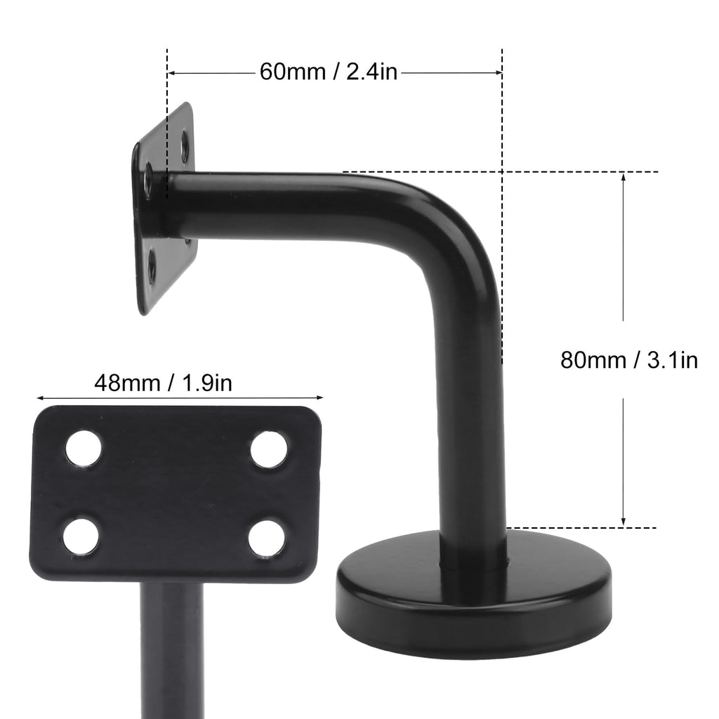 8 Packs 2.4 x 3.2 Inch Handrail Bracket, Heavy Duty Stainless Steel Handrail Brackets Set, Stair Railing Bracket for