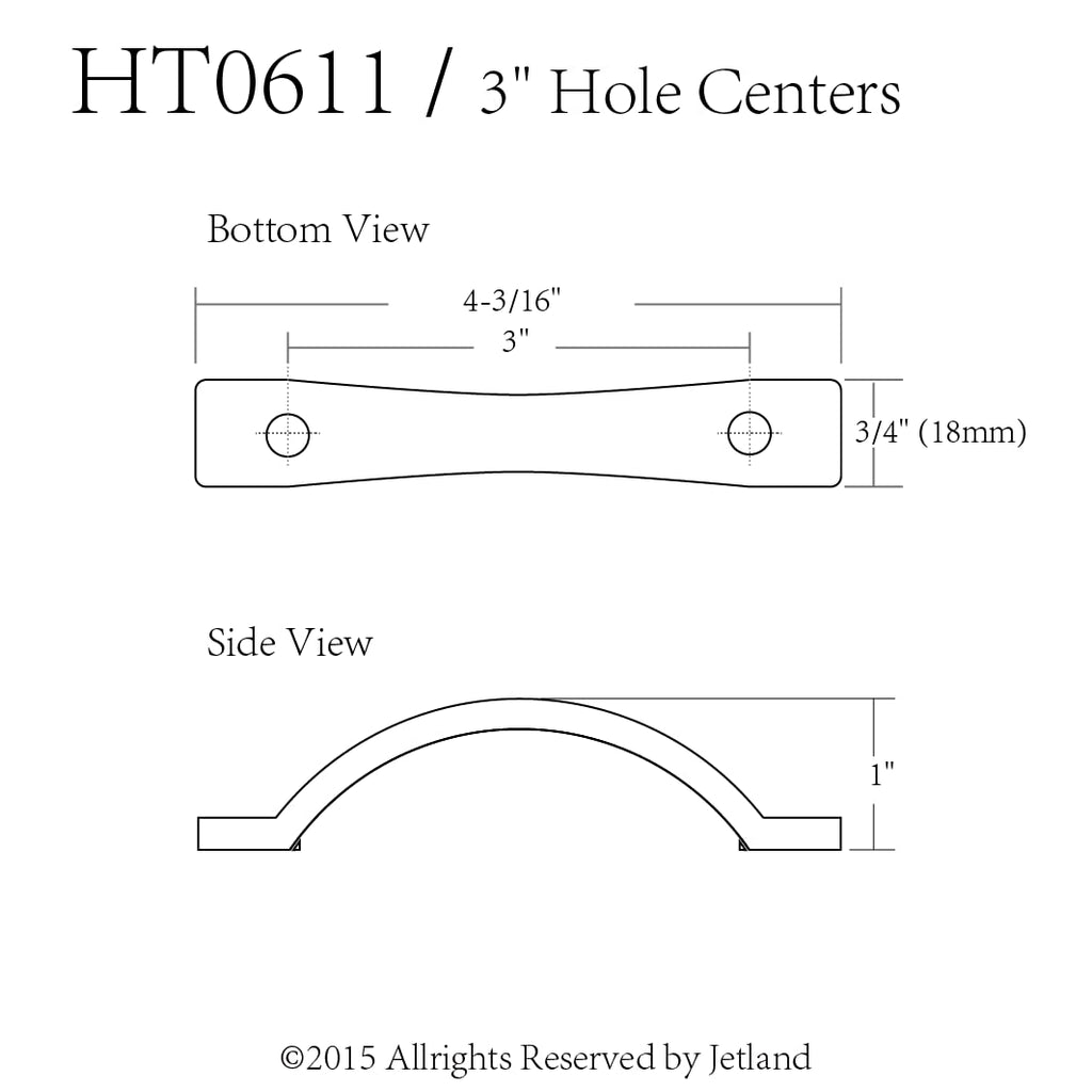 Arched Hammered Cabinet Pulls - 6-Pack, Aged Silver, 3" Hole Centers, Rustic Solid Cast Handle Pulls for Dresser
