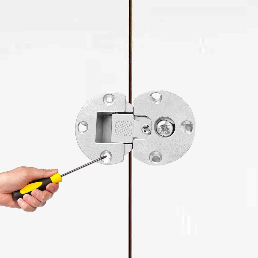 2Pcs 90 Degree Adjustable Page Turning Axis Concealed Cabinet Door Hinge, Zinc Alloy Drop Down Flush Hinge for