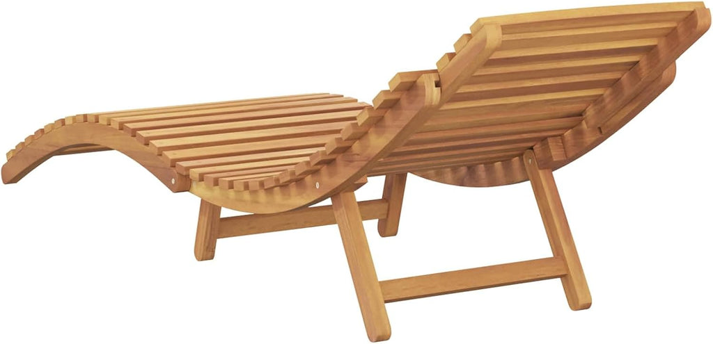 Solid Teak Wood Sun Lounger 77.95 x 21.65 x 23.03 in Brown, Foldable Outdoor Chaise Lounge Deck Patio, Easy Care