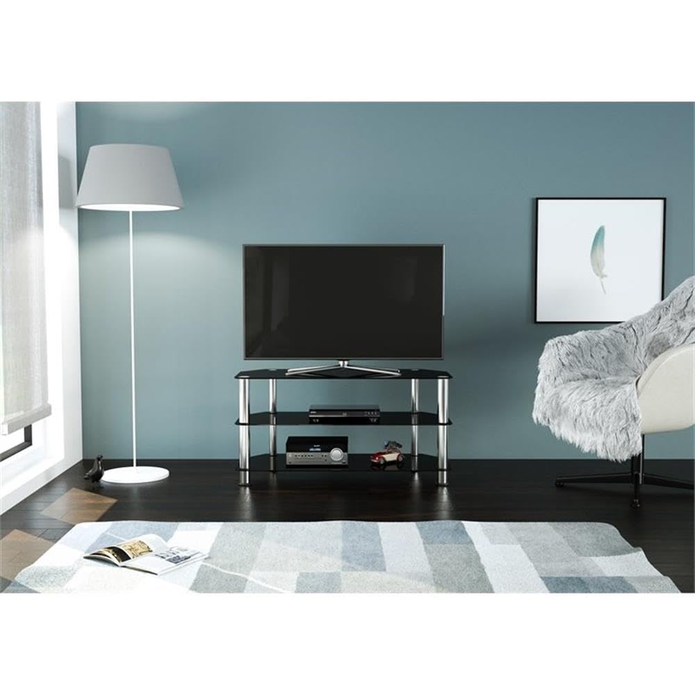 Transitional Steel and Glass for up to 50" TVs in Black/Chrome