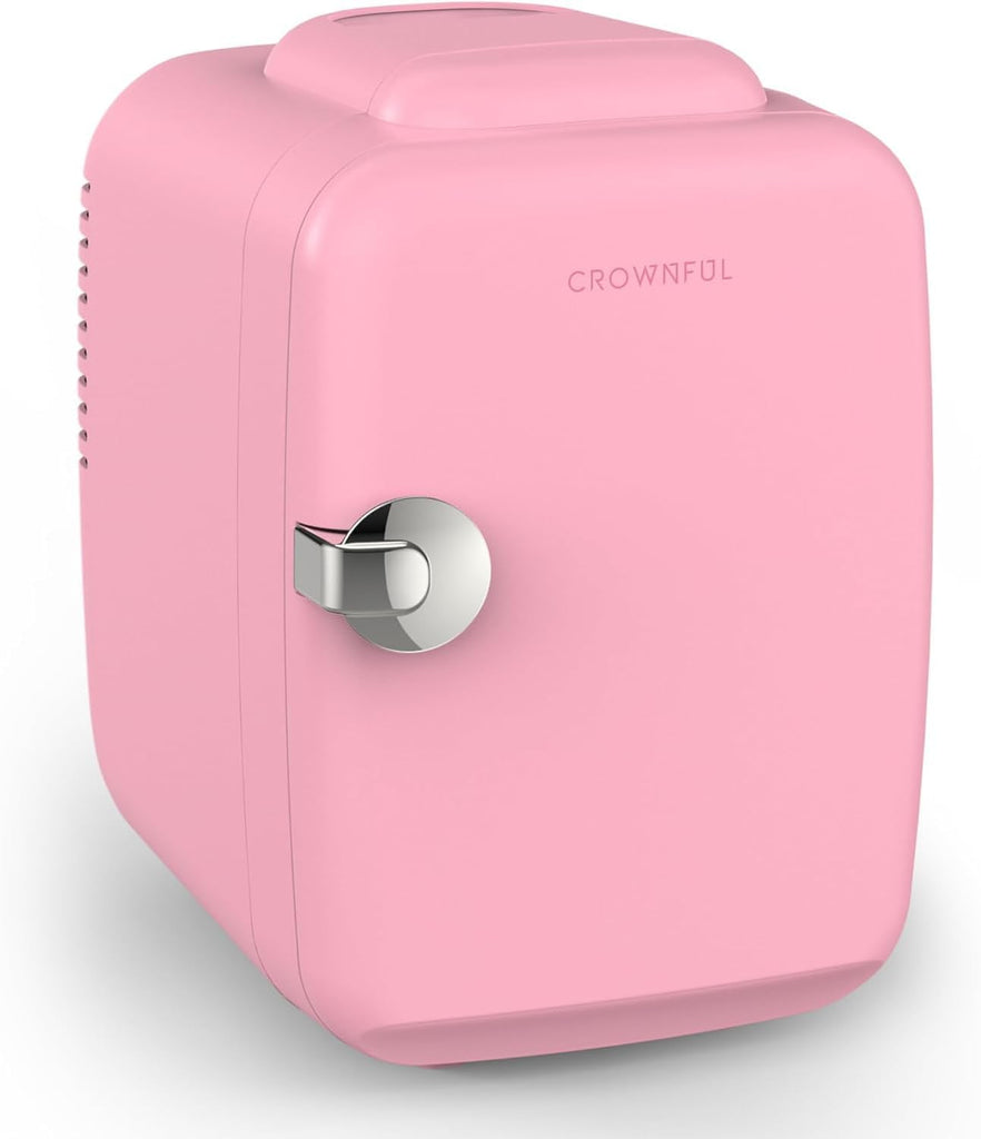 Mini Fridge, 4 Liter/6 Can Portable Cooler and Warmer Personal Refrigerator for Skin Care, Cosmetics, Beverage