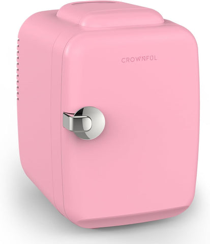 Mini Fridge, 4 Liter/6 Can Portable Cooler and Warmer Personal Refrigerator for Skin Care, Cosmetics, Beverage