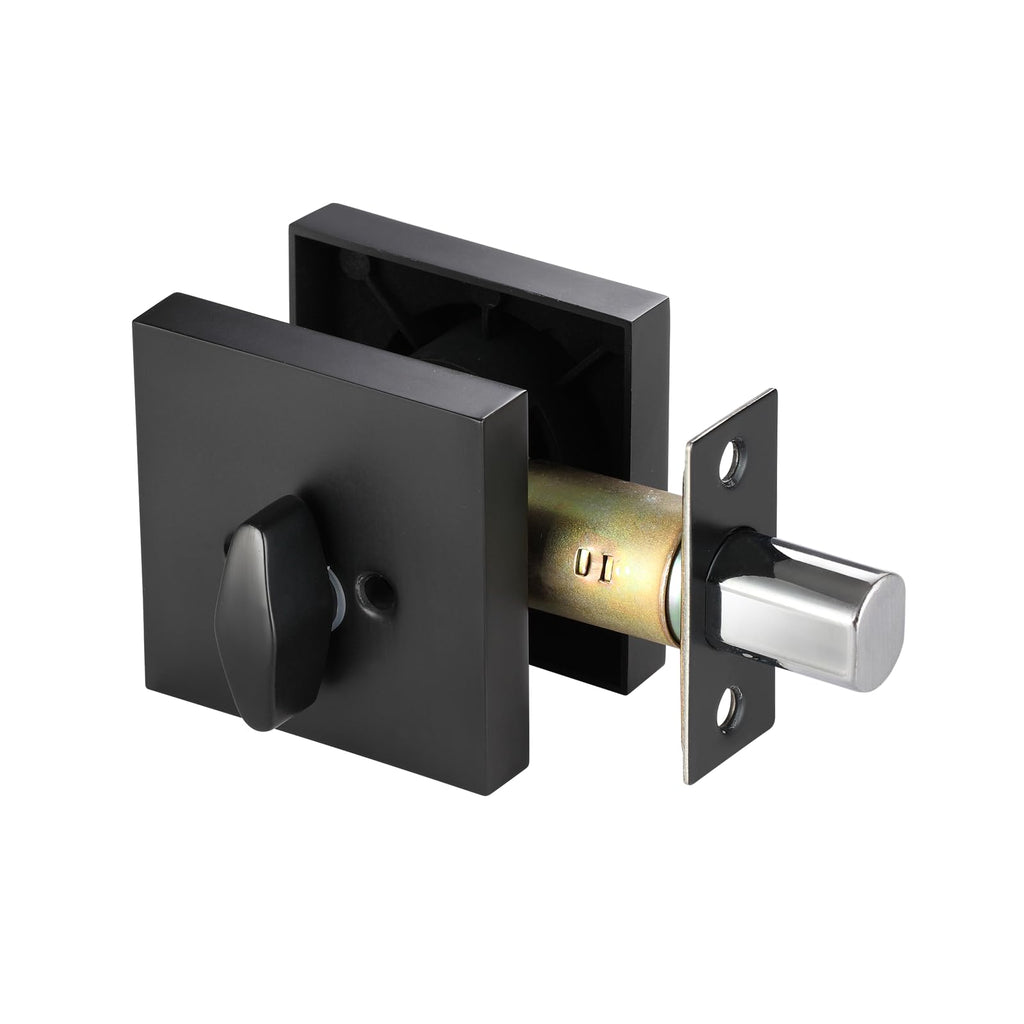 Square Single Cylinder Modern Deadbolt Lock with Keys, Matte Black Deadbolt for Front Door Entrance, Front Door