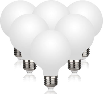 G25 LED Globe Light Bulbs Glass, E26 Base, Warm White 2700K, 6 Pack