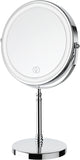 Makeup Mirror, 3000mAh Rechargeable Double-Sided Magnifying Vanity Mirror with 3 Colors, 1X/10X, Adjustable Brightness