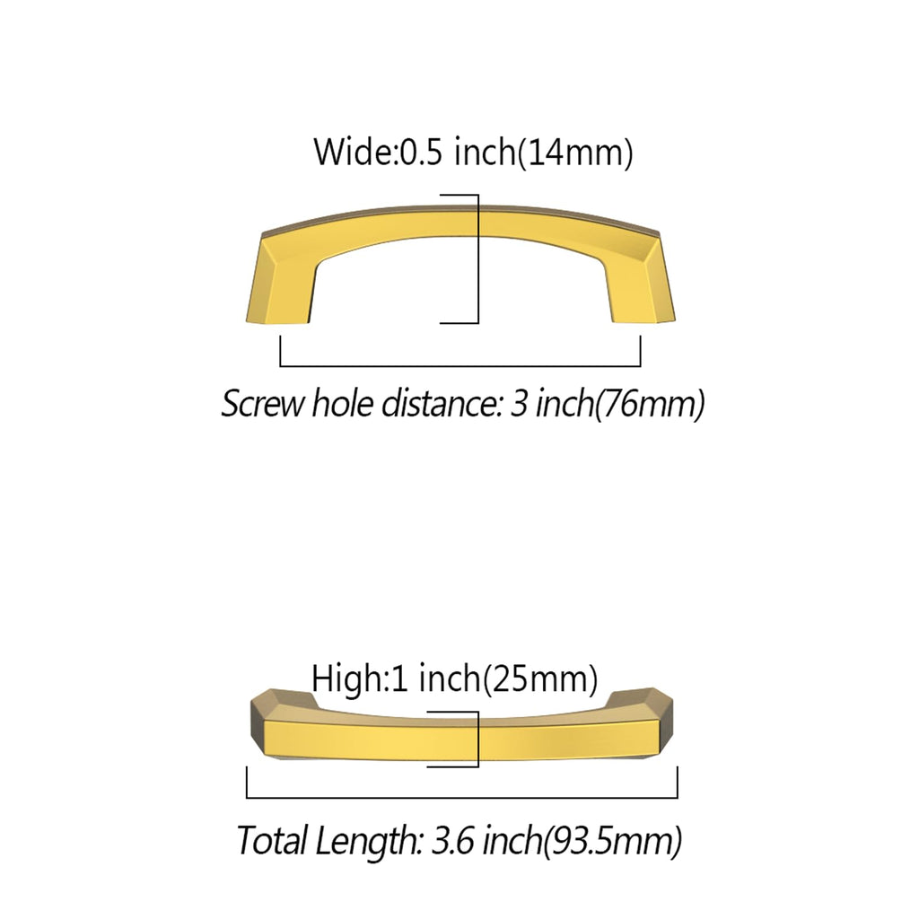 10 Pack 3 inch Vibrant Brushed Moderne Brass Cabinet Pulls