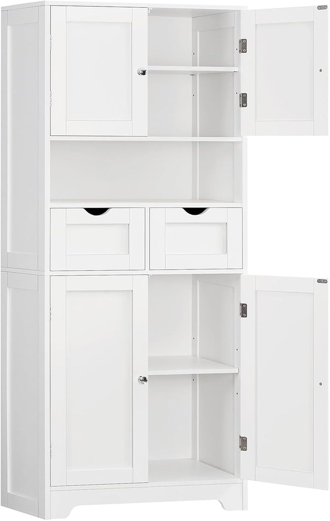 57.8" H Tall Bathroom Storage Cabinet with 4 Doors & 2 Adjustable Shelves, Freestanding Bathroom Cabinet with 2