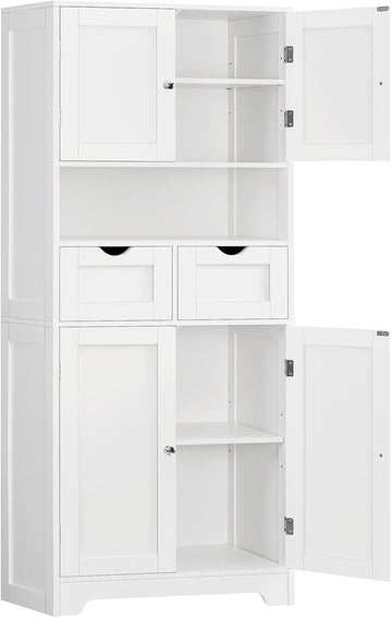 57.8" H Tall Bathroom Storage Cabinet with 4 Doors & 2 Adjustable Shelves, Freestanding Bathroom Cabinet with 2