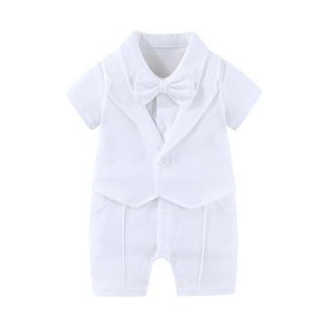 Baptism Outfit Baby Boys Christening Romper White