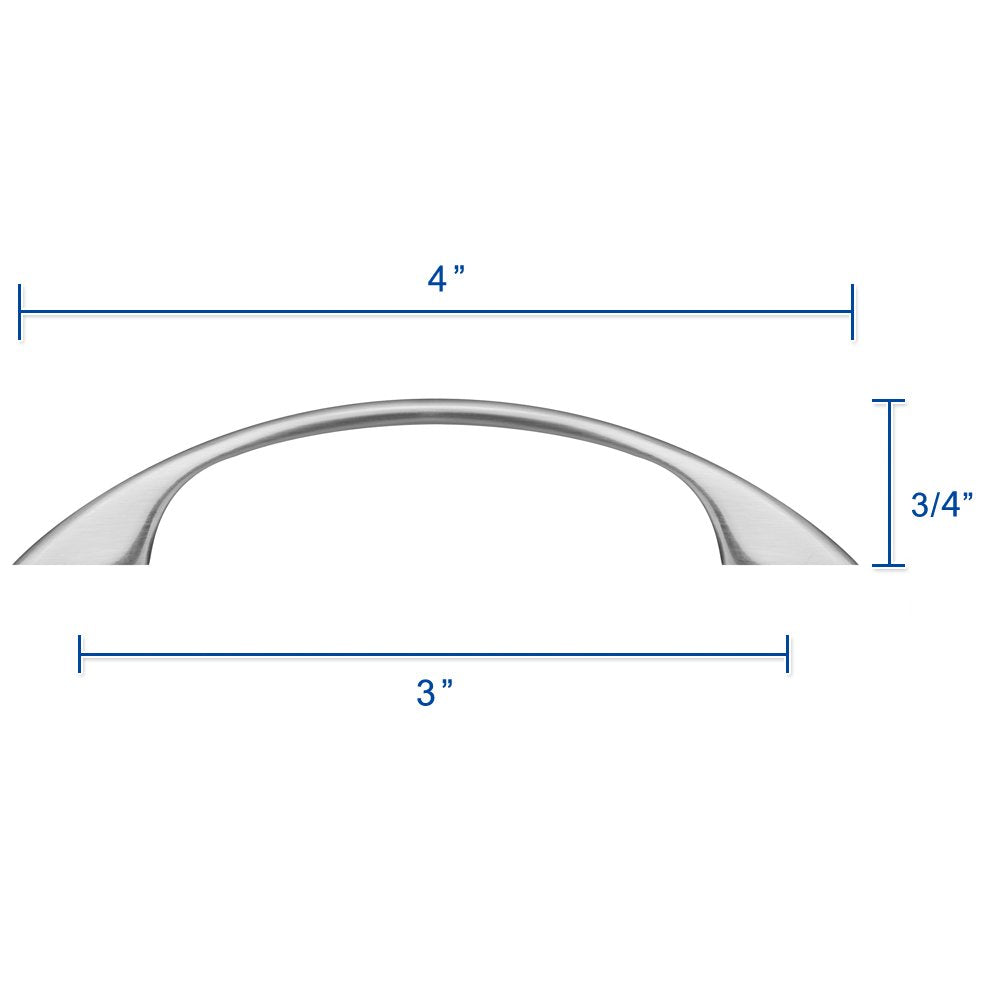 Brushed Satin Nickel Cabinet Pulls Curved Arched Kitchen Cabinet Handles Modern Hardware for Drawer Dresser- 3 inch