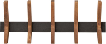 24-Inch Mid Century Coat Rack with 5 Wooden Hooks, Farmhouse Style Hookrail , and More, Solid Wood, 9.5" H x 24" W x