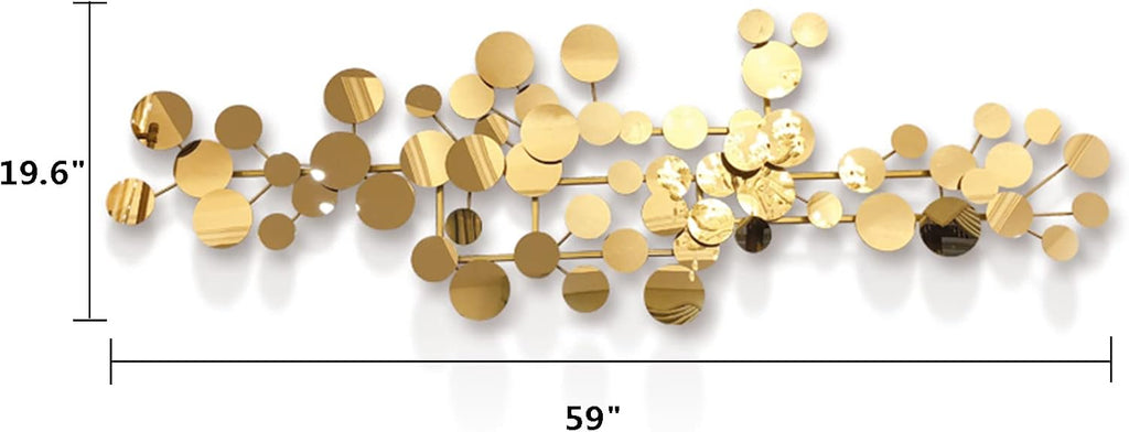 Modern Metal Wall Art | 3D Geometric Sculpture 59"×20" | Gold Luxury Wall Decor Accent, Indoor Use, Hanging Kit