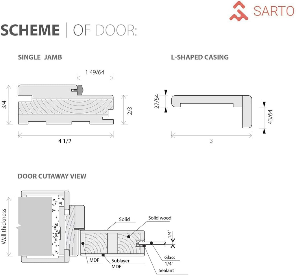 Lucia 2366 | Double Swing Interior French Doors with Glass, Solid Wood, Hardware Included, 36x84, Bl