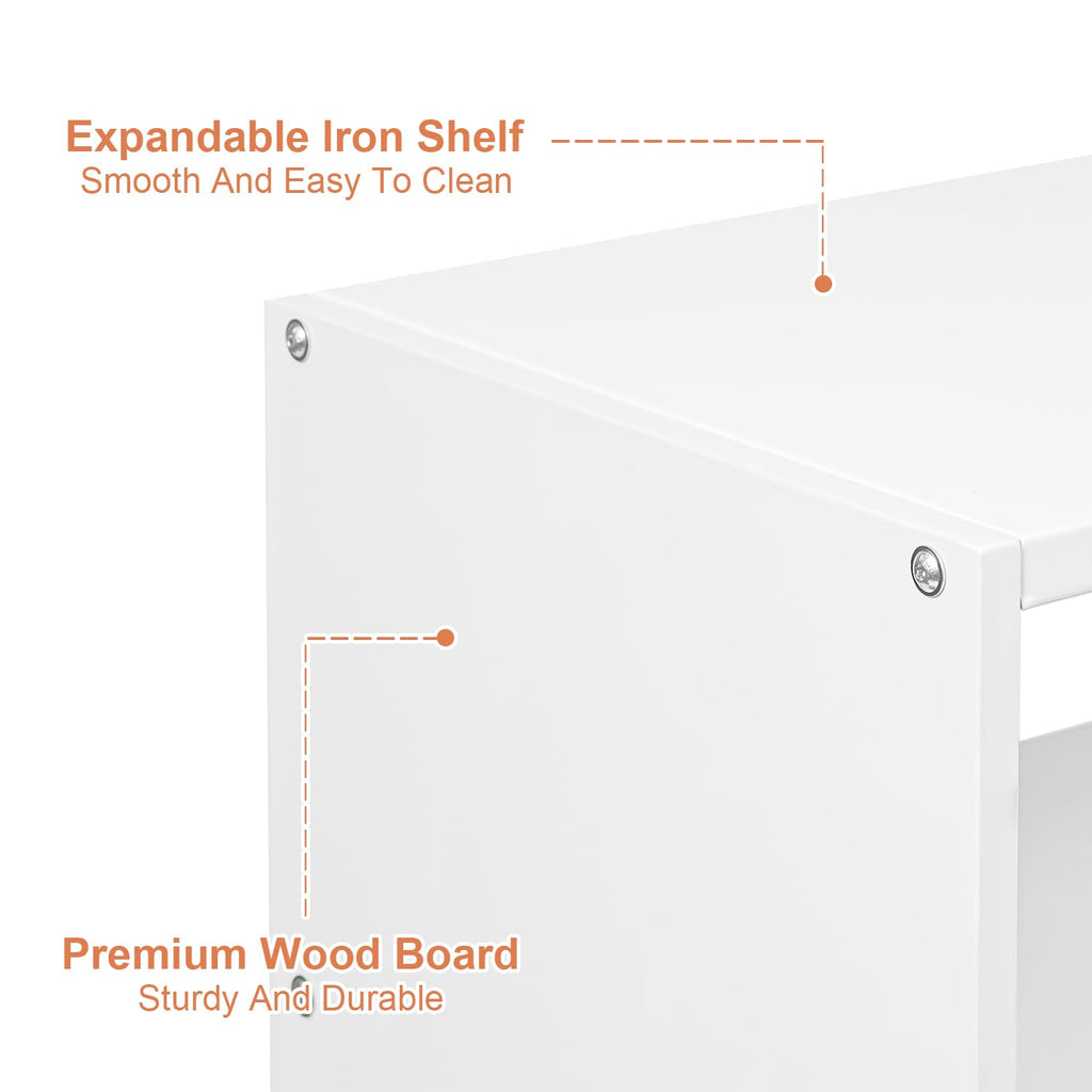 White Shoe Rack Organizer for Closet, 3-Tier Expandable Shoe Shelf, Stackable Iron Wood Combination Shoe Racks