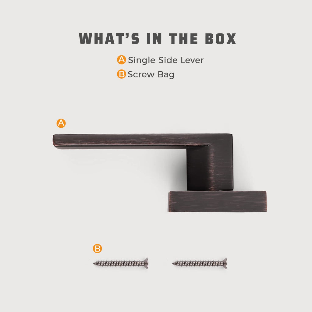 5 Pack Oil Rubbed Bronze Heavy Duty Dummy Door Lever, Single Sided Interior Dummy Door Handle Set Door Hardware 0.93