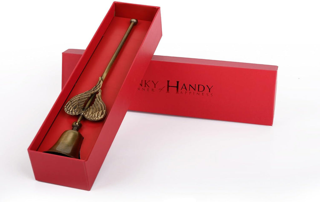 Heart-Shaped Angel Wing Brass Candle Snuffer, Bell Flame Extinguisher with Long Handle, Decorative Home Decor