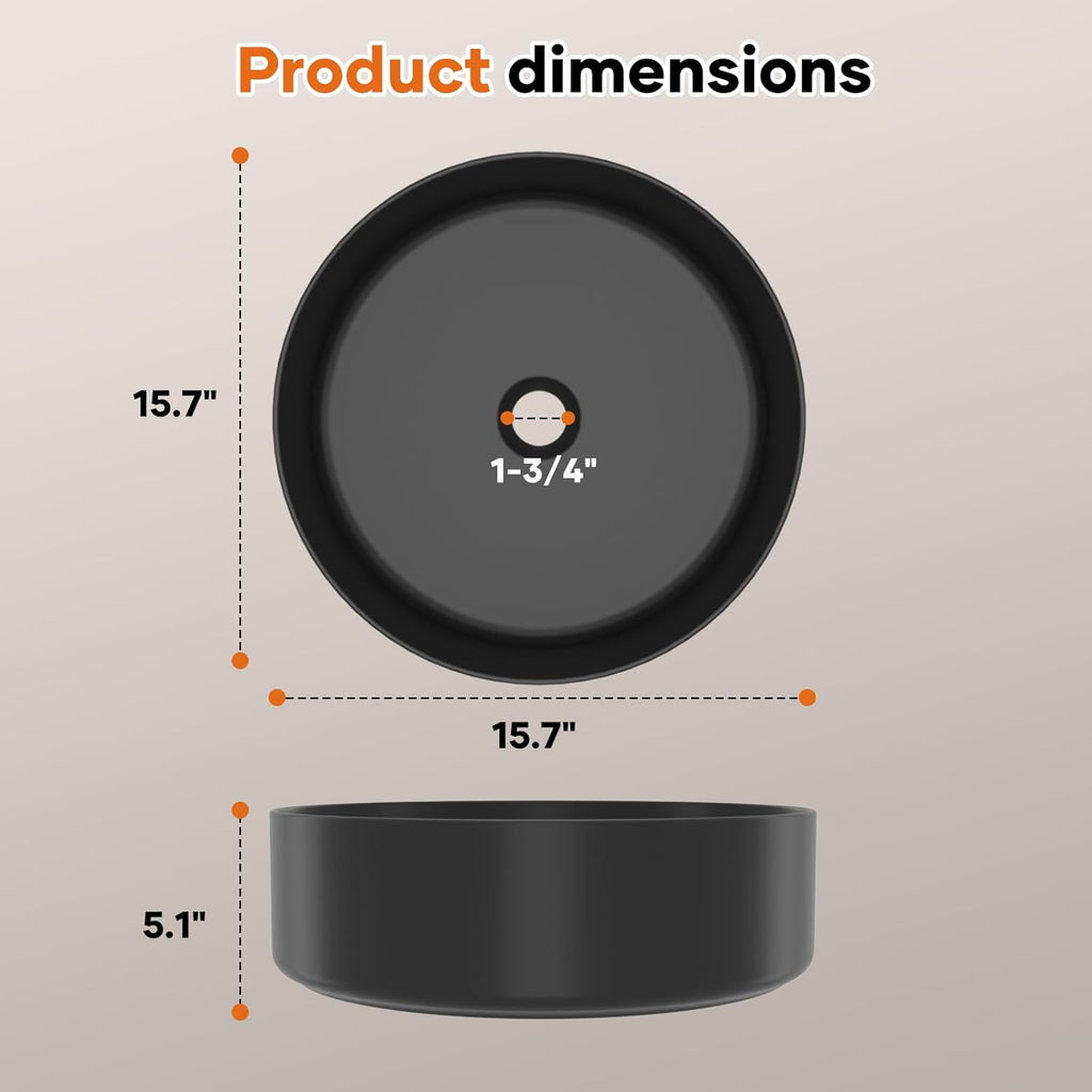 Vessel Sink 15.7" x 15.7" Round Bathroom Sinks Above Counter, Countertop Bathroom Vessel Sinks