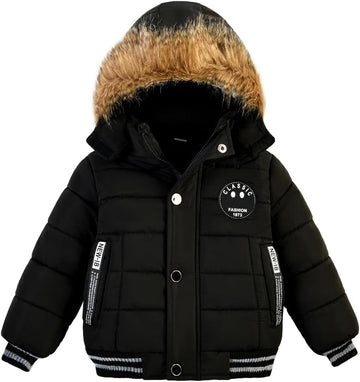 Toddler Boys Down Jacket Fur Collar Hood Thick Warm Winter Snowsuit Coat Parka