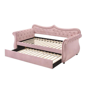Fully Upholstered Daybed with Twin Size Trundle Sofa Bed Living Room Guest Bed Bedroom Box Spring Not Required