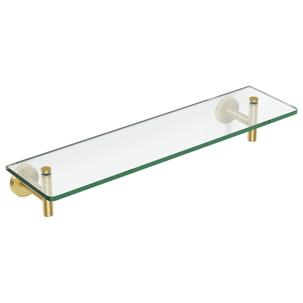 20 Inch Glass Shelf Brushed Gold Floating Wall Shelves