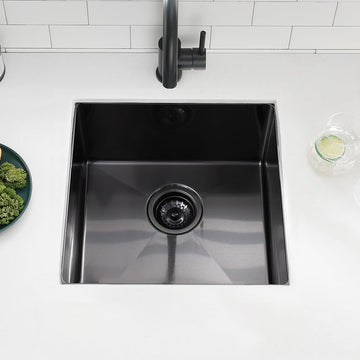 17x15 Black Undermount Bar Sink, 17 Inch 16-Gauge Black Stainless Steel Undermount Small Kitchen Bar Sinks