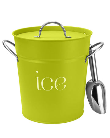 3 Qt Fgreen Galvanized Ice Bucket with Lid, Scoop and Handles, Insulated