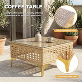 7-Piece Wicker Outdoor Patio Furniture Set - Conversation | Beige with Thick Cushions for Backyard, Garden & Porch