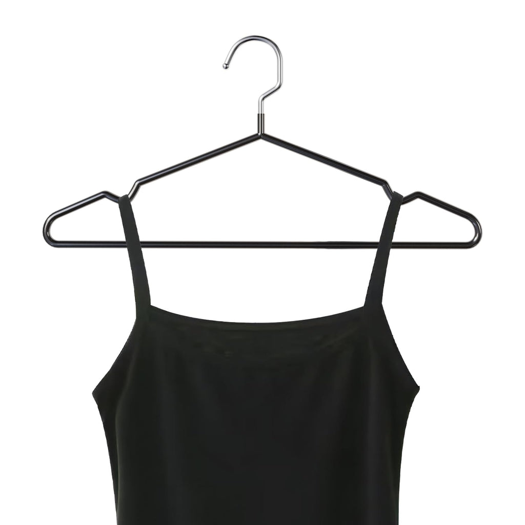 Metal Hangers Non-Slip Suit Coat Hangers Chrome and Black Friction, Metal Clothes Hanger with Rubber Coating, 16