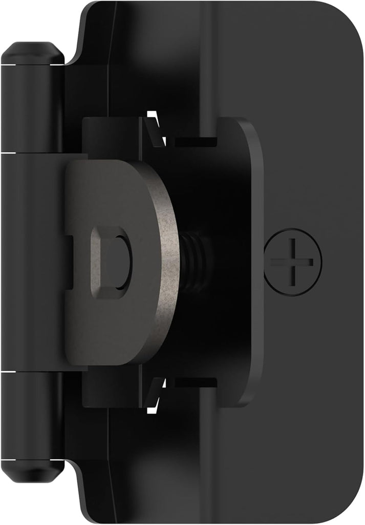BPR8704FB | Cabinet Hinge | 1/2 inch (13 mm) Overlay Double Demountable | Matte Black | Kitchen Cabinet Door Hinge | 1