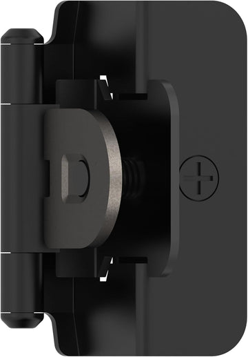 BPR8704FB | Cabinet Hinge | 1/2 inch (13 mm) Overlay Double Demountable | Matte Black | Kitchen Cabinet Door Hinge | 1