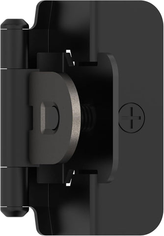 BPR8704FB | Cabinet Hinge | 1/2 inch (13 mm) Overlay Double Demountable | Matte Black | Kitchen Cabinet Door Hinge | 1