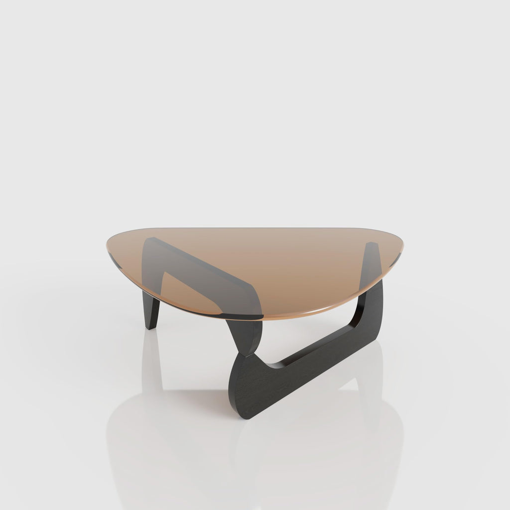 Modern Glass Coffee Table, Mid Century Solid Wood Table, Small Center Table for Reception Office, Black