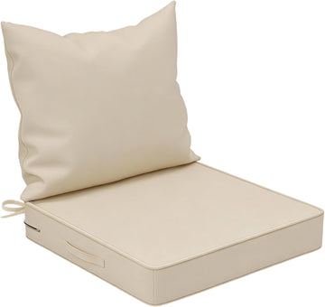 Outdoor Chair Cushions 24x24 Inch, Waterproof Fade Resistant, White | Edge Binding & Hidden Zipper Design, with