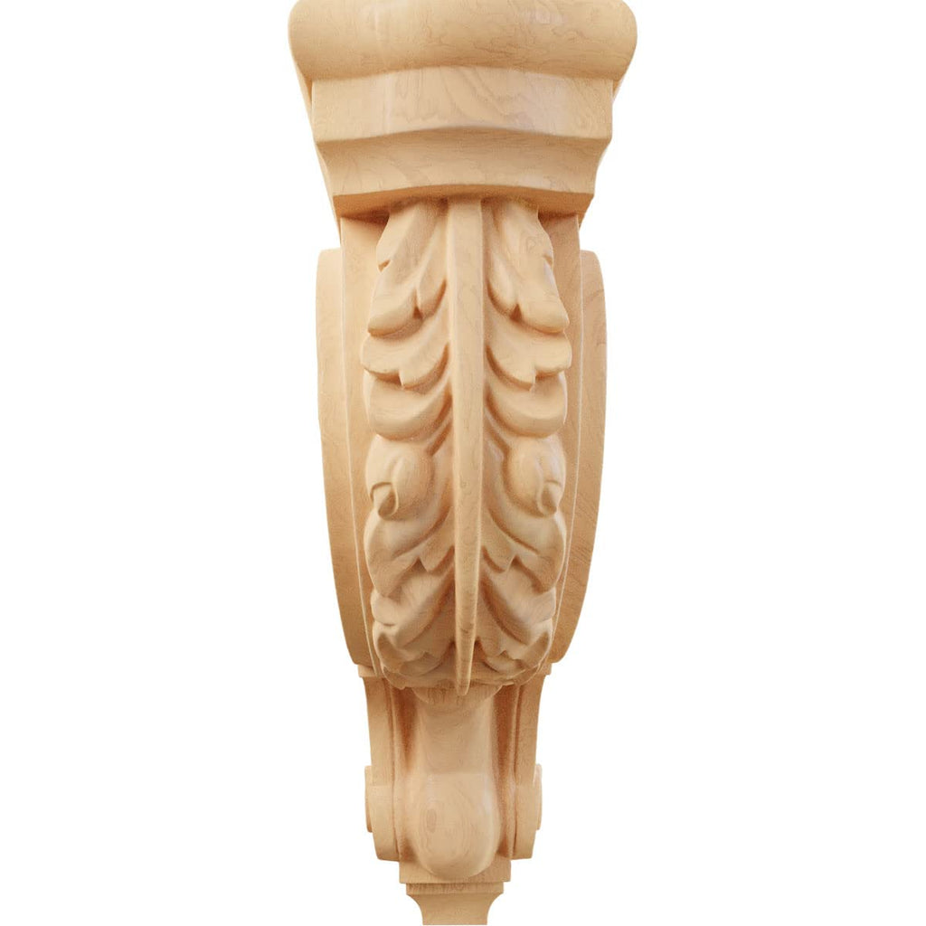 Large Hudson Acanthus Wood Corbels, 4"W x 10 1/2"D x 14"H, Red Oak