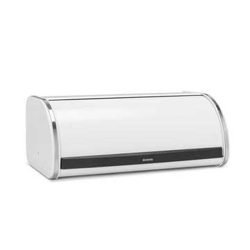 Roll Top | Large | White | Metal Front Opening Bread Store Countertop | Partly Flat Top for Extra Storage, Magnet