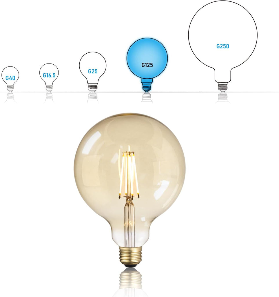 Artist Series G125 LED Globe Decorative Light Bulb, 9W, Amber, 2500K