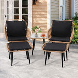 5-Piece Wicker Outdoor Patio Furniture Set - Bistro for Backyard, Garden & Porch