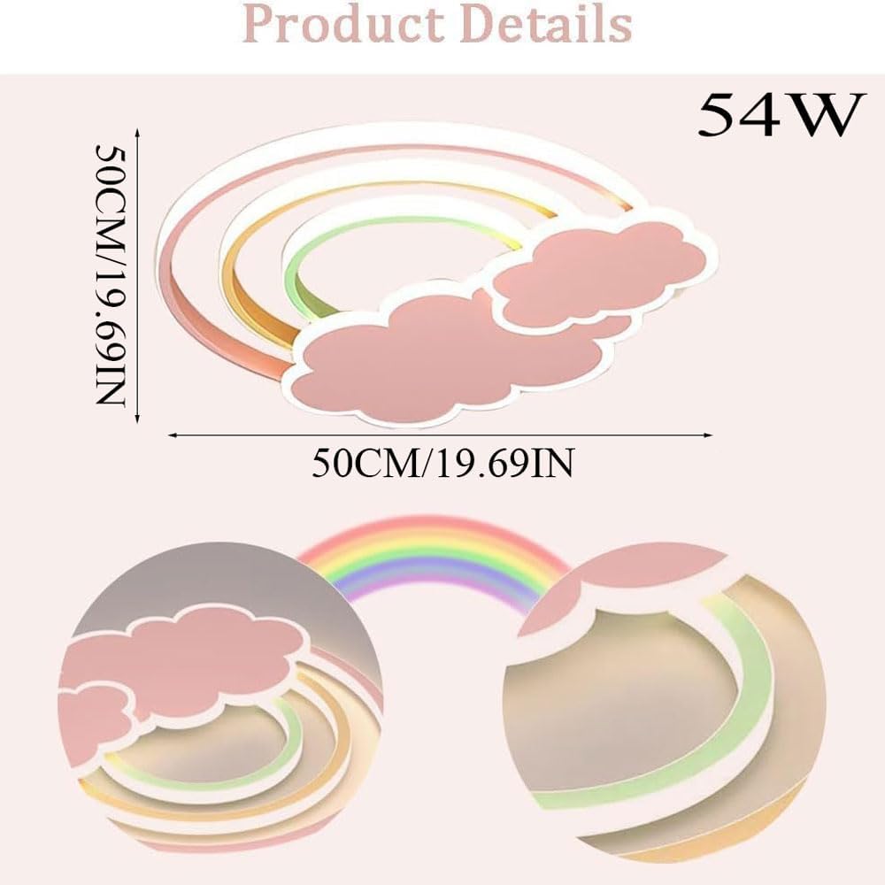 LED Pink Ceiling Light Modern Cartoon Children's Room Dimmable Ceiling Light with Remote Control Nordic Children's