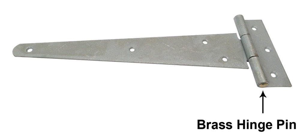 Extra Heavy Duty Tee Hinge, 14"x5"x3.0mm, Steel, Hot Galvanized, with Solid Brass Pin, 2 Pack