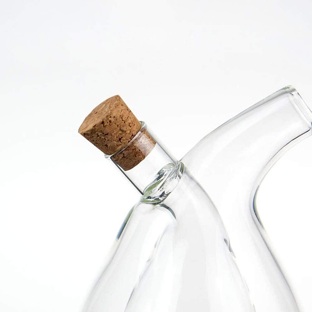 Glass Olive Oil Bottle Cruet, Hand-Blown, Moist Bottom, High Borosilicate Glass, 2 in 1 Oil and Vinegar Bottle, 2 oz