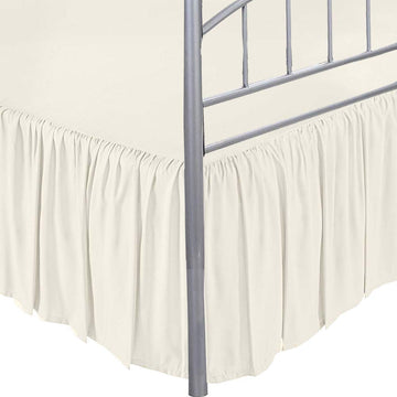 Ivory Solid California King Ruffled Bed Skirt 21 Inch Drop Split Corner with Platform Bed Skirt Easy Fit Gathered