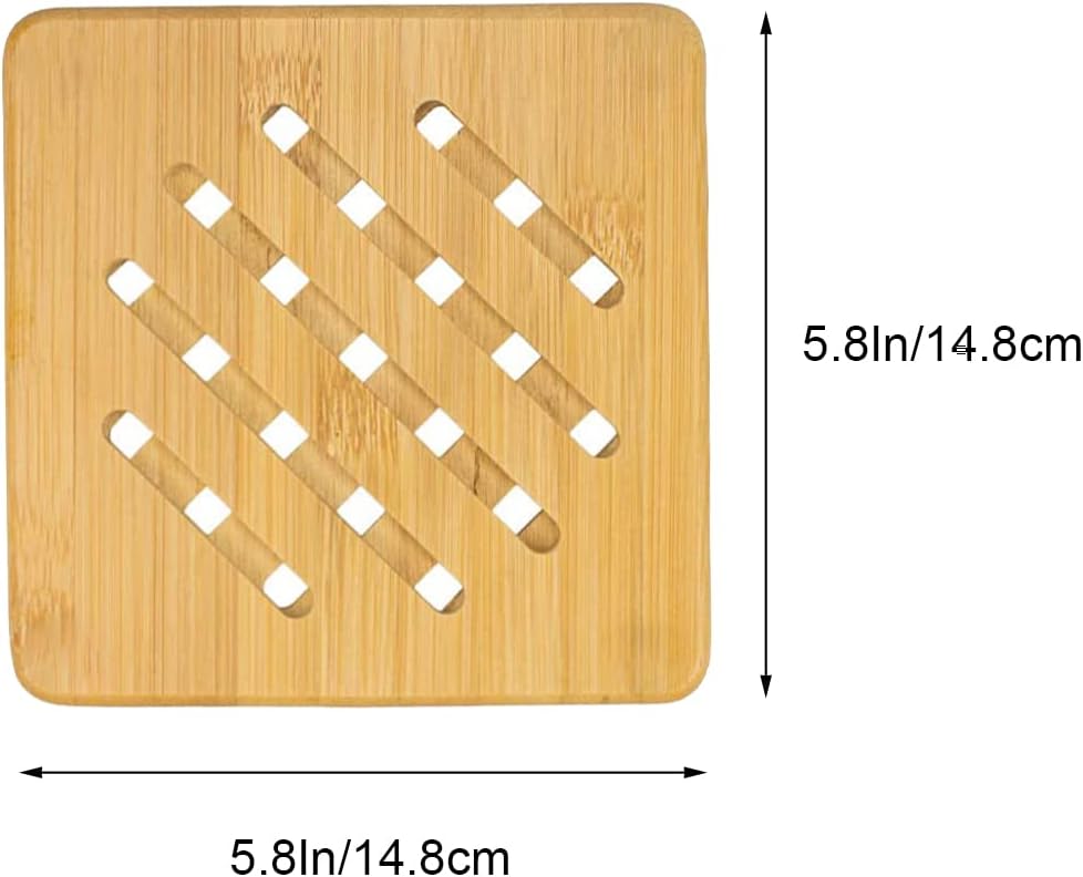 Heat Resistant Bamboo Trivet, Natural Bamboo Trivet, Bamboo Holders, Bamboo Wood Hot Pads Hot Dishes, Pot - Set of 4