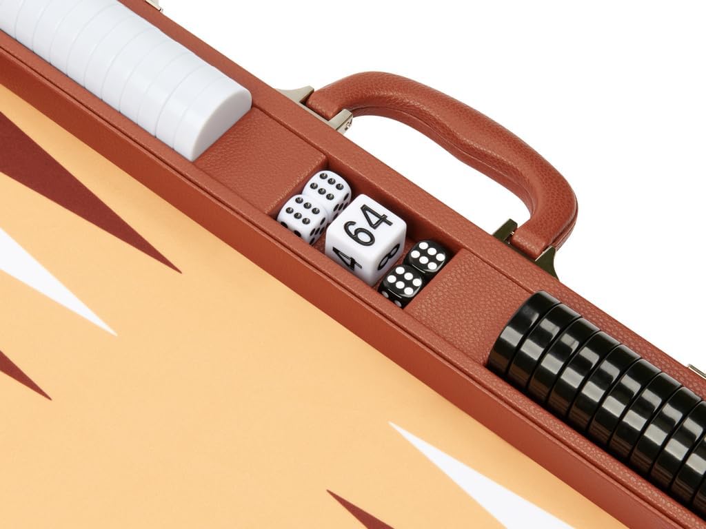 19-inch Premium Backgammon Set - Desert Brown Board