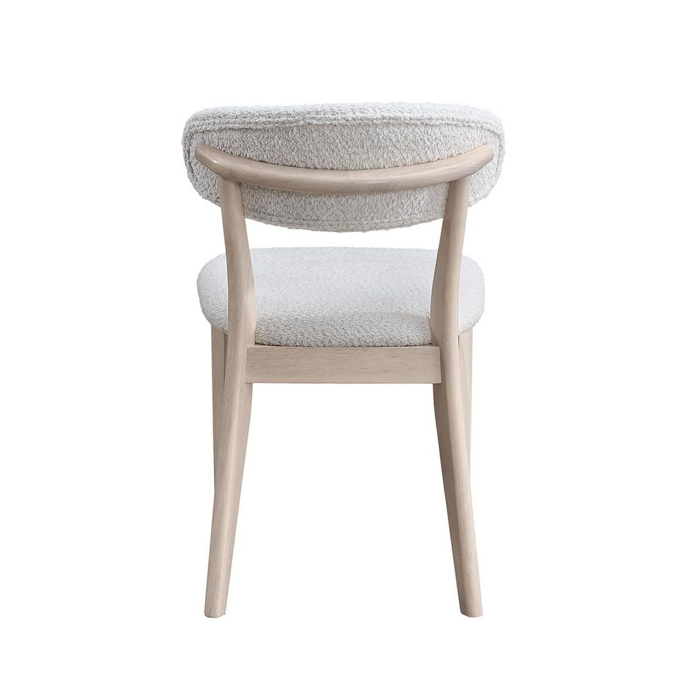 2Pcs Upholstered Wood Dining Chair, White Wash Color