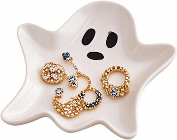 Jewelry Dish Tray for Women,Cute Ghost Ceramic Tray Jewelry Storage Tray,Small Decorative Trinket Dish for Suitable