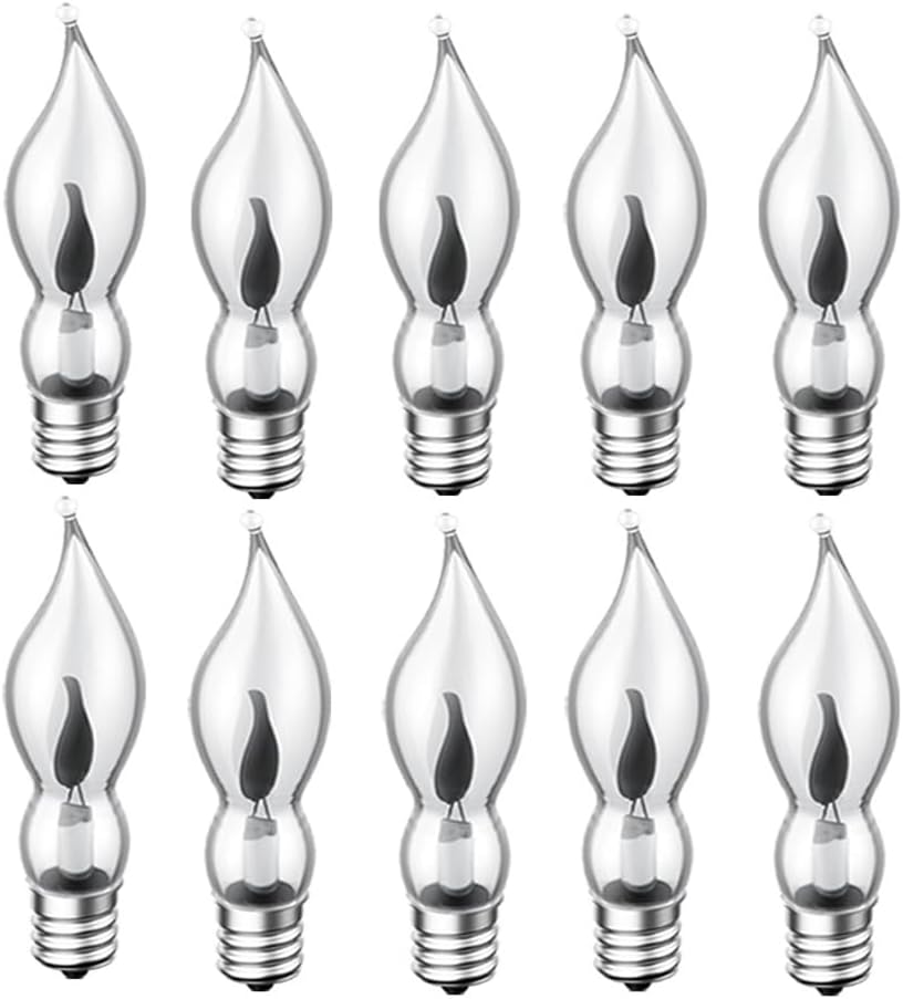 Flicker Flame Crystal Clear Flame Tip Candelabra Replacement Bulbs - Great for Electric Window Candle Lamps CA5 E12 1