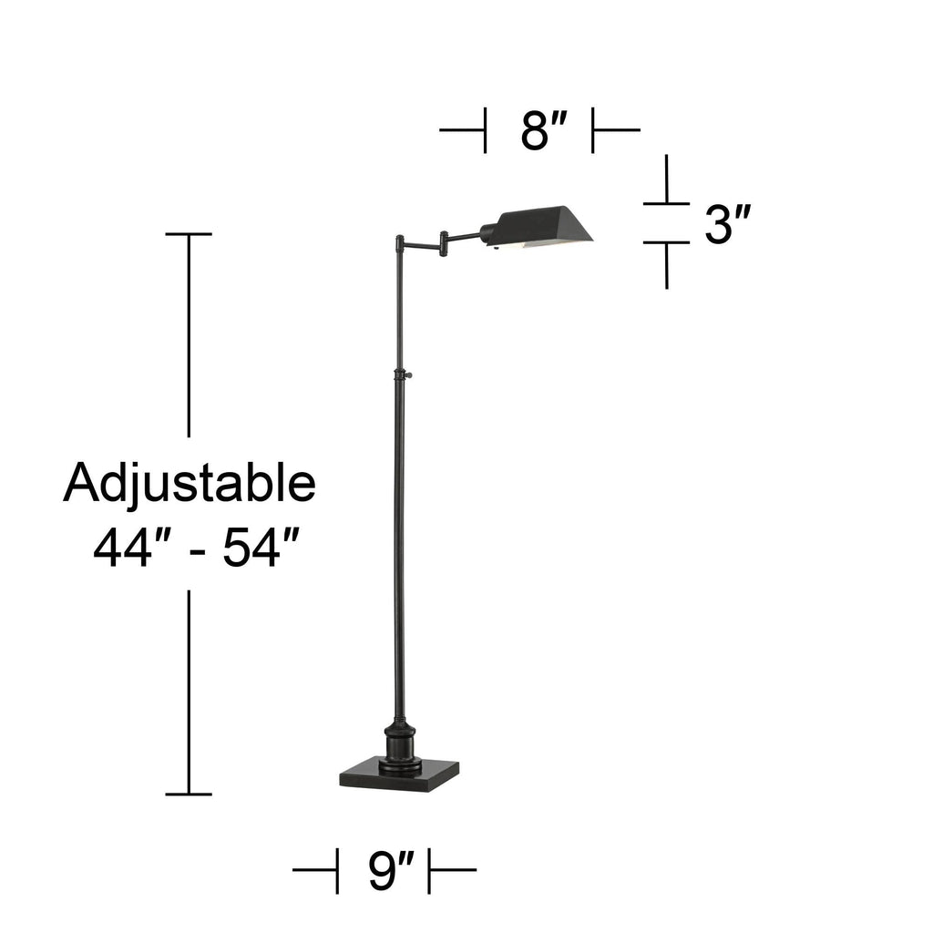 Jenson Adjustable Height Bronze Swing Arm Pharmacy 54" Tall Floor Lamp
