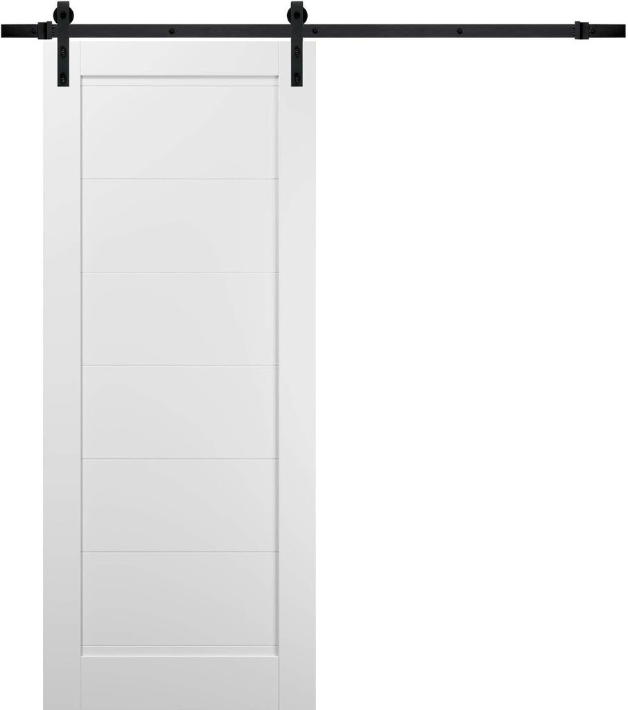 Quadro 4115 | Interior Single Sliding barn Door, no Glass, MDF, 42x84, White, Modern Style | Hardwar