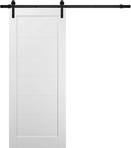 Quadro 4115 | Interior Single Sliding barn Door, no Glass, MDF, 42x84, White, Modern Style | Hardwar